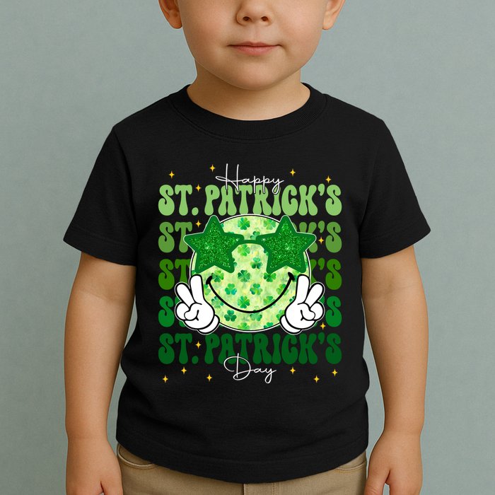 Groovy Happy St Patricks Day Shamrock Toddler T-Shirt