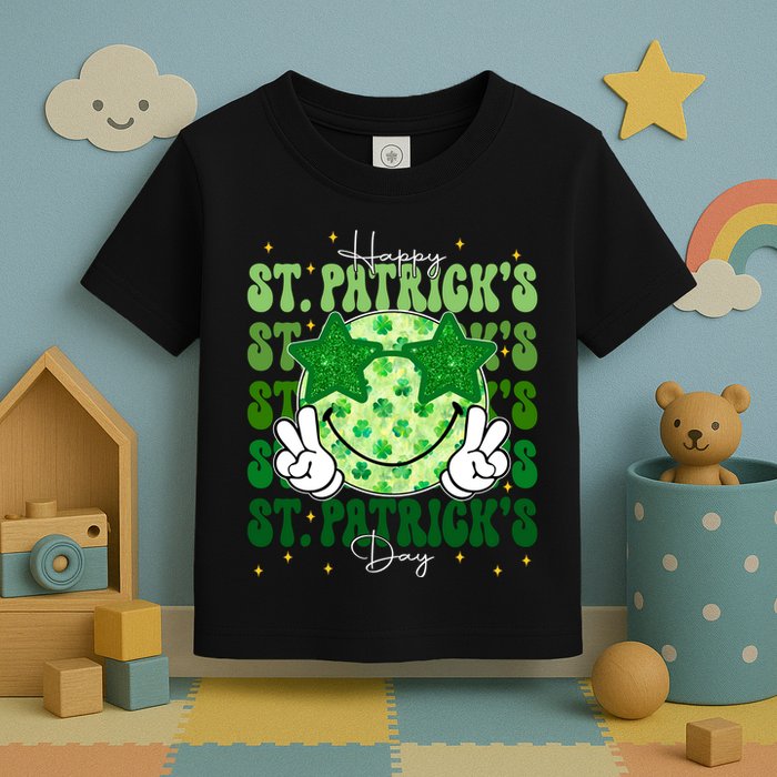 Groovy Happy St Patricks Day Shamrock Toddler T-Shirt