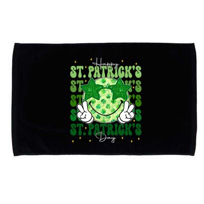 Groovy Happy St Patricks Day Shamrock Microfiber Hand Towel