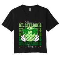 Groovy Happy St Patricks Day Shamrock Crop Top