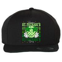 Groovy Happy St Patricks Day Shamrock Wool Snapback Cap