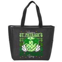 Groovy Happy St Patricks Day Shamrock Zip Tote Bag