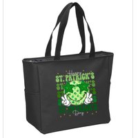 Groovy Happy St Patricks Day Shamrock Zip Tote Bag