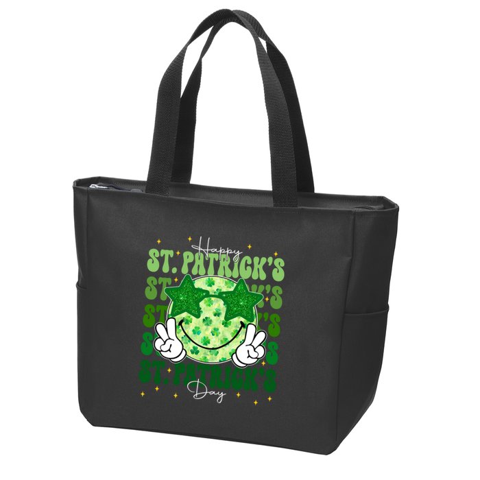 Groovy Happy St Patricks Day Shamrock Zip Tote Bag
