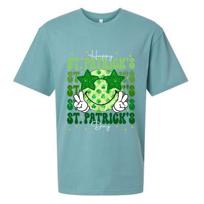 Groovy Happy St Patricks Day Shamrock Sueded Cloud Jersey T-Shirt