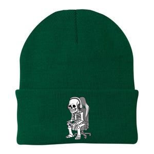 Gaming Halloween Skeleton Scary Gamer Knit Cap Winter Beanie