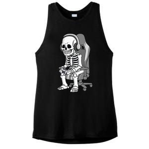 Gaming Halloween Skeleton Scary Gamer Ladies PosiCharge Tri-Blend Wicking Tank