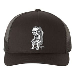 Gaming Halloween Skeleton Scary Gamer Yupoong Adult 5-Panel Trucker Hat