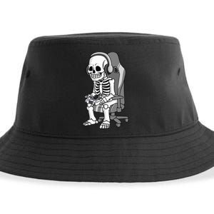 Gaming Halloween Skeleton Scary Gamer Sustainable Bucket Hat