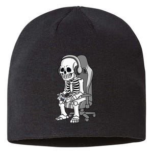 Gaming Halloween Skeleton Scary Gamer Sustainable Beanie