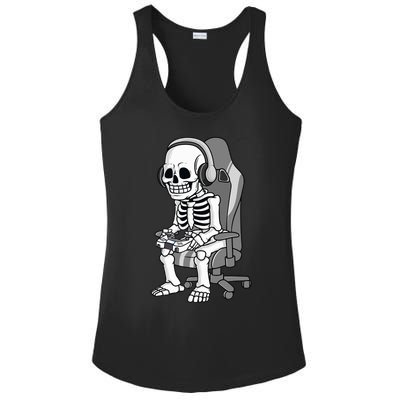 Gaming Halloween Skeleton Scary Gamer Ladies PosiCharge Competitor Racerback Tank