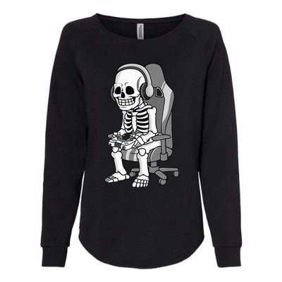 Gaming Halloween Skeleton Scary Gamer Womens California Wash Sweatshirt