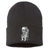 Gaming Halloween Skeleton Scary Gamer Sustainable Knit Beanie