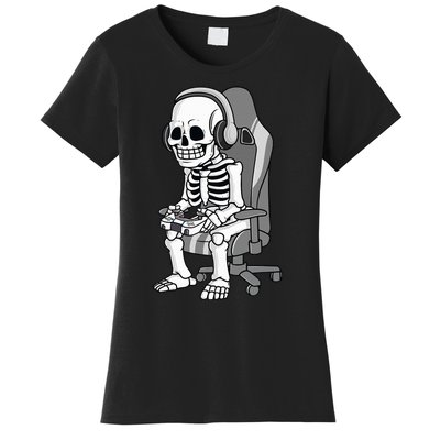 Gaming Halloween Skeleton Scary Gamer Women's T-Shirt