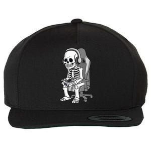 Gaming Halloween Skeleton Scary Gamer Wool Snapback Cap