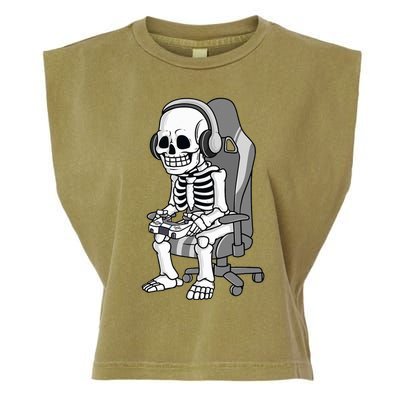 Gaming Halloween Skeleton Scary Gamer Garment-Dyed Women's Muscle Tee