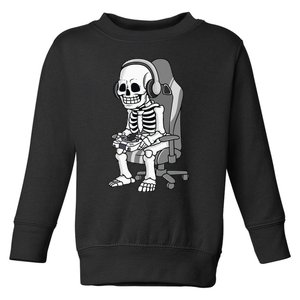 Gaming Halloween Skeleton Scary Gamer Kids Toddler Sweatshirt