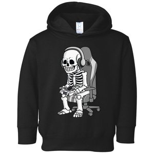 Gaming Halloween Skeleton Scary Gamer Kids Toddler Hoodie