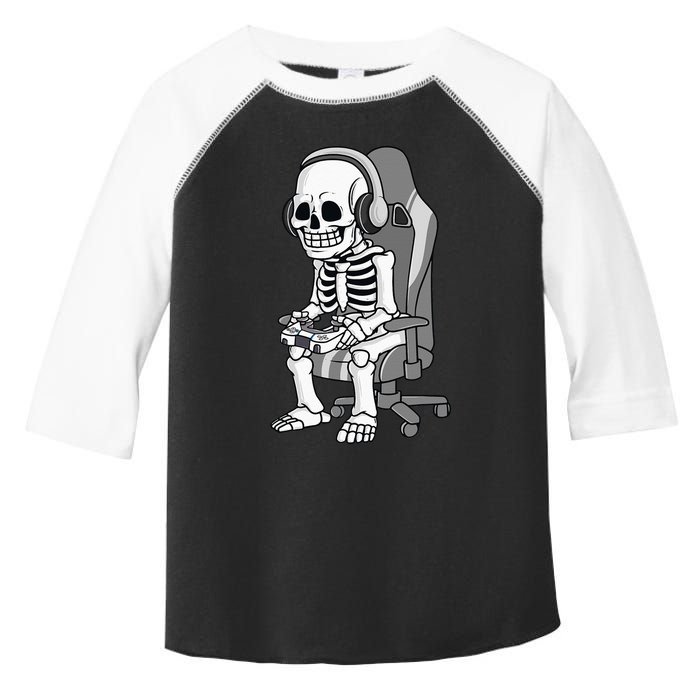 Gaming Halloween Skeleton Scary Gamer Kids Toddler Fine Jersey T-Shirt