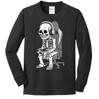 Gaming Halloween Skeleton Scary Gamer Kids Kids Long Sleeve Shirt