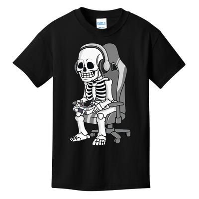 Gaming Halloween Skeleton Scary Gamer Kids Kids T-Shirt