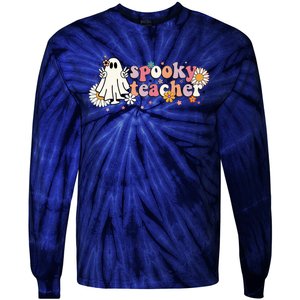 Groovy Halloween Spooky Teacher Trick Or Teach Teacher Tie-Dye Long Sleeve Shirt