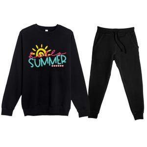 Graduation Hello Summer Happy Last Day Teacher Premium Crewneck Sweatsuit Set