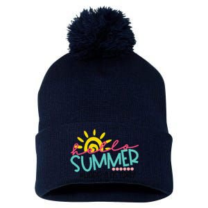 Graduation Hello Summer Happy Last Day Teacher Pom Pom 12in Knit Beanie