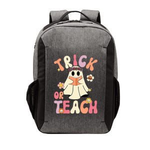 Groovy Halloween Trick Or Teach Retro Floral Ghost Teacher Vector Backpack