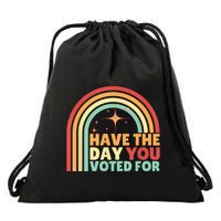 Groovy Have The Day You Voted For Retro Drawstring Bag