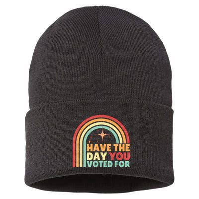 Groovy Have The Day You Voted For Retro Sustainable Knit Beanie