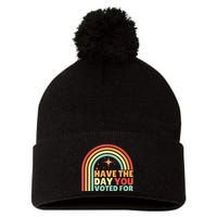 Groovy Have The Day You Voted For Retro Pom Pom 12in Knit Beanie