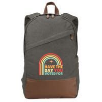 Groovy Have The Day You Voted For Retro Cotton Canvas Backpack