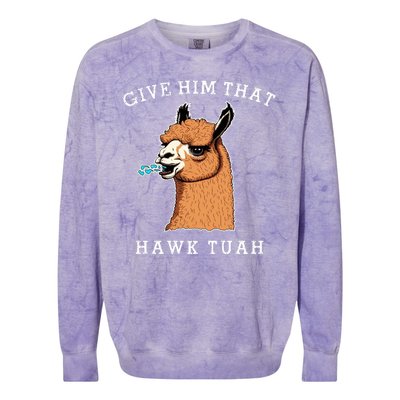 Give Him That Hawk Tuah Funny Sheep Viral Meme Colorblast Crewneck Sweatshirt