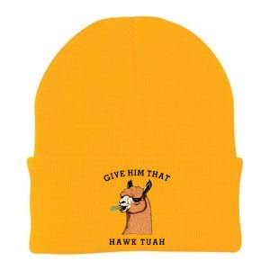 Give Him That Hawk Tuah Funny Sheep Viral Meme Knit Cap Winter Beanie