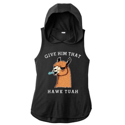 Give Him That Hawk Tuah Funny Sheep Viral Meme Ladies PosiCharge Tri-Blend Wicking Draft Hoodie Tank