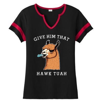 Give Him That Hawk Tuah Funny Sheep Viral Meme Ladies Halftime Notch Neck Tee