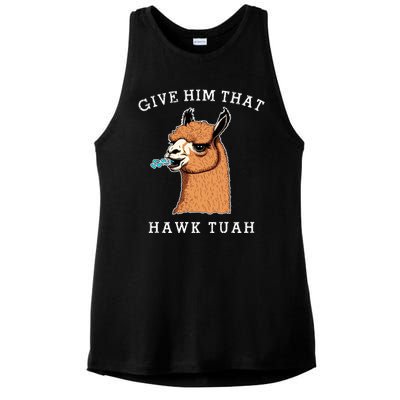 Give Him That Hawk Tuah Funny Sheep Viral Meme Ladies PosiCharge Tri-Blend Wicking Tank