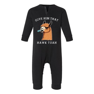 Give Him That Hawk Tuah Funny Sheep Viral Meme Infant Fleece One Piece