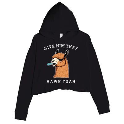 Give Him That Hawk Tuah Funny Sheep Viral Meme Crop Fleece Hoodie