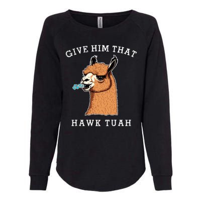 Give Him That Hawk Tuah Funny Sheep Viral Meme Womens California Wash Sweatshirt