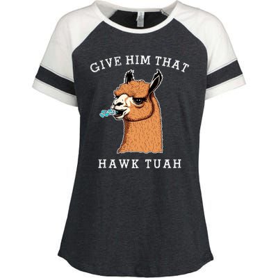 Give Him That Hawk Tuah Funny Sheep Viral Meme Enza Ladies Jersey Colorblock Tee