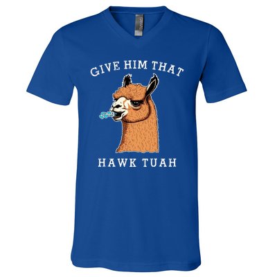 Give Him That Hawk Tuah Funny Sheep Viral Meme V-Neck T-Shirt