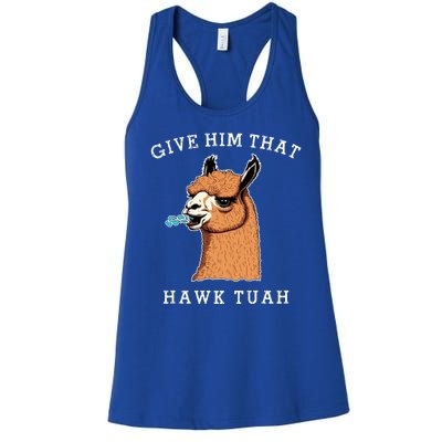 Give Him That Hawk Tuah Funny Sheep Viral Meme Women's Racerback Tank