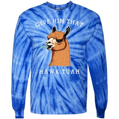 Give Him That Hawk Tuah Funny Sheep Viral Meme Tie-Dye Long Sleeve Shirt