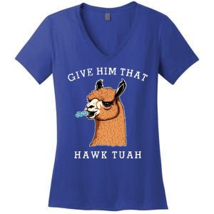 Give Him That Hawk Tuah Funny Sheep Viral Meme Women's V-Neck T-Shirt