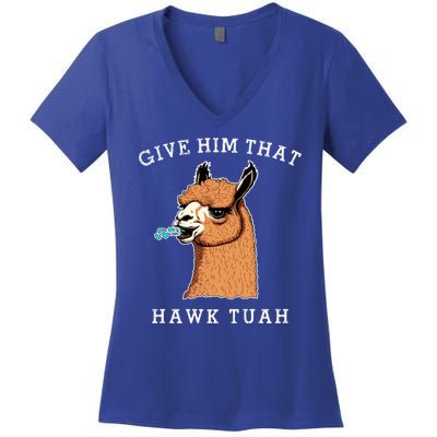 Give Him That Hawk Tuah Funny Sheep Viral Meme Women's V-Neck T-Shirt