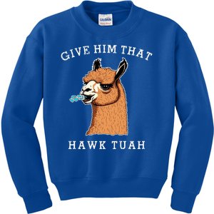 Give Him That Hawk Tuah Funny Sheep Viral Meme Kids Sweatshirt