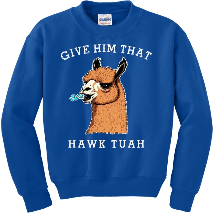 Give Him That Hawk Tuah Funny Sheep Viral Meme Kids Sweatshirt