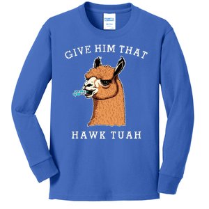 Give Him That Hawk Tuah Funny Sheep Viral Meme Kids Long Sleeve Shirt